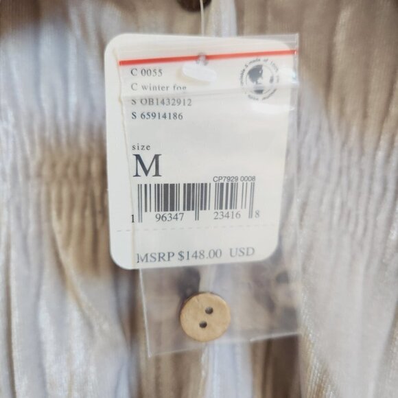 NWT Free People My Best Velvet Blouse Shirt Tunic in Silver Winter Fog Sz. M - Picture 9 of 11